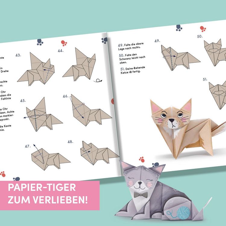 Produktbild: OrigaMIAU. Niedliche Papiertiger zum Falten. Origamiblock mit Anleitungen.