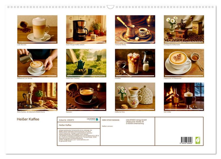 Produktbild: Hei&szlig;er Kaffee (Wandkalender 2026 DIN A2 quer), CALVENDO Monatskalender