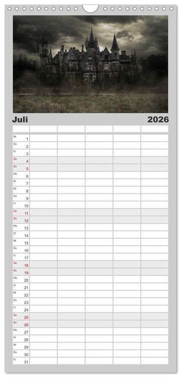 Produktbild: Familienplaner 2026 - Geheimnisvolle Orte - Lost Places mit 5 Spalten (Wandkalender, 21 x 45 cm) CALVENDO