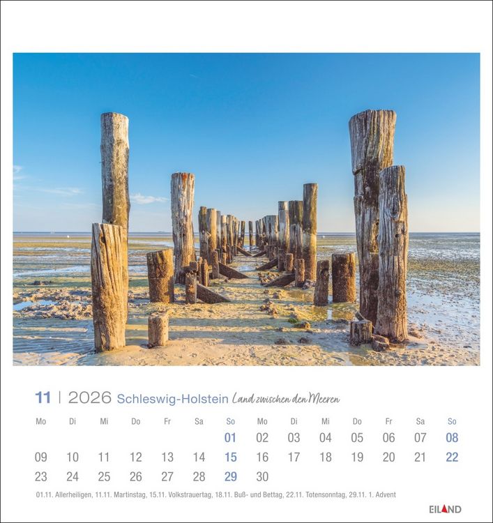 Produktbild: Schleswig-Holstein Postkartenkalender 2026 - Land zwischen den Meeren