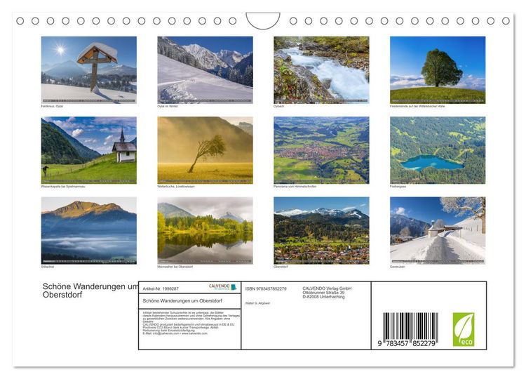Produktbild: Sch&ouml;ne Wanderungen um Oberstdorf (Wandkalender 2026 DIN A4 quer), CALVENDO Monatskalender