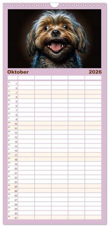 Produktbild: Familienplaner 2026 - Hunde Portr&auml;ts mit 5 Spalten (Wandkalender, 21 x 45 cm) CALVENDO
