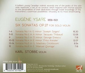 Produktbild: Ysaye: Six Sonatas for Solo Violin,Op. 27