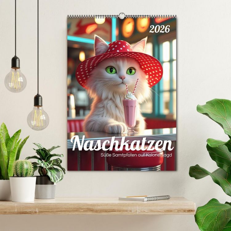 Produktbild: Naschkatzen &ndash; S&uuml;&szlig;e Samtpfoten auf Kalorienjagd (Wandkalender 2026 DIN A2 hoch), CALVENDO Monatskalender