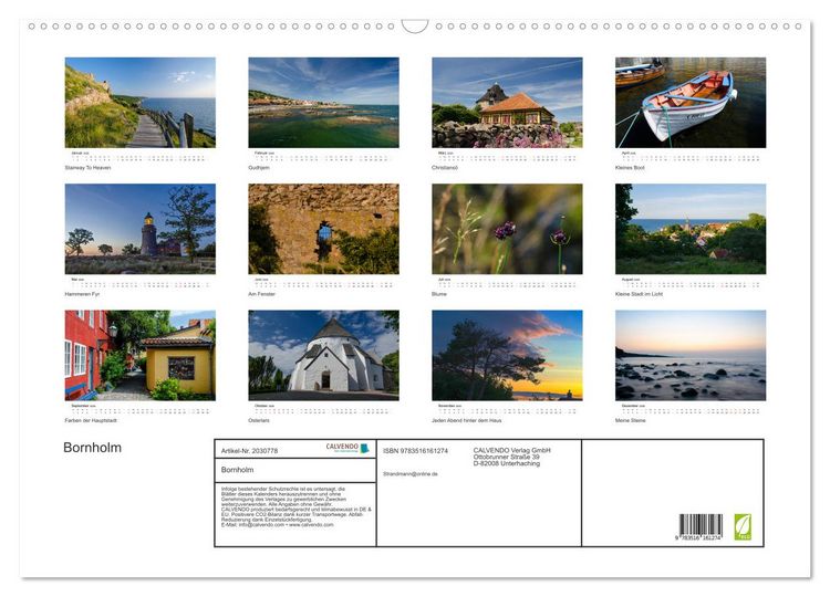 Produktbild: Bornholm (Wandkalender 2026 DIN A2 quer), CALVENDO Monatskalender