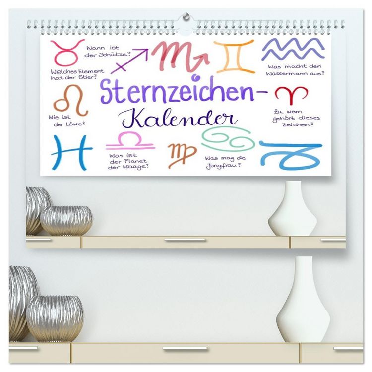 Produktbild: Sternzeichen-Kalender (hochwertiger Premium Wandkalender 2026 DIN A2 quer), Kunstdruck in Hochglanz