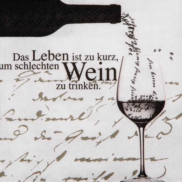 Produktbild: R&auml;der Vino Serviette "Das Leben ist zu kurz, um schlechten Wein zu trinken."
