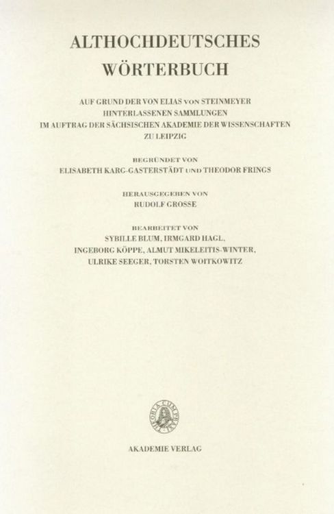 Produktbild: Althochdeutsches W&ouml;rterbuch / Band V: K-L, 3. Lieferung (kezzil bis kleb&ecirc;n)