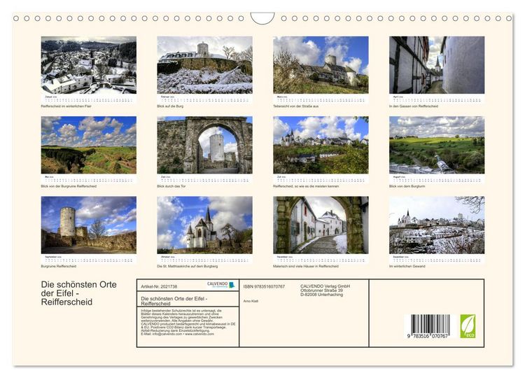 Produktbild: Die sch&ouml;nsten Orte der Eifel - Reifferscheid (Wandkalender 2026 DIN A3 quer), CALVENDO Monatskalender