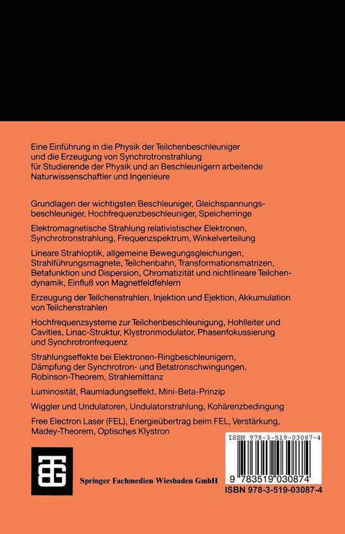 Produktbild: Physik der Teilchenbeschleuniger und Synchrotronstrahlungsquellen