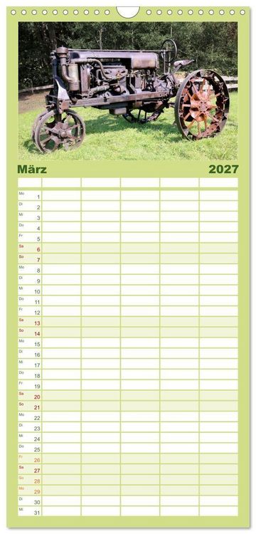Produktbild: Familienplaner 2027 - Rostige alte Traktoren mit 5 Spalten (Wandkalender, 21 x 45 cm) CALVENDO