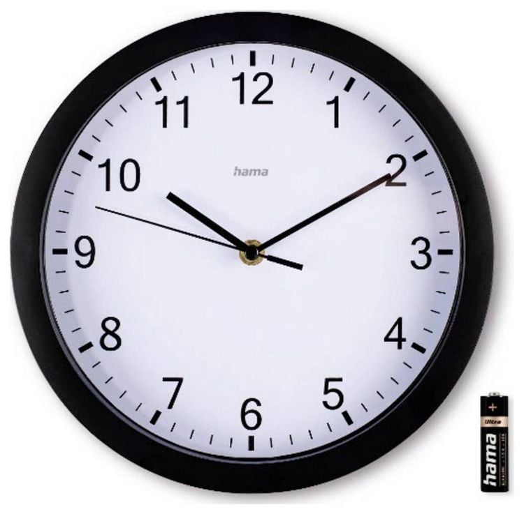 Produktbild: Hama 00185865 Quarz Wanduhr 25cm x 250mm x 250mm x 40mm Schwarz