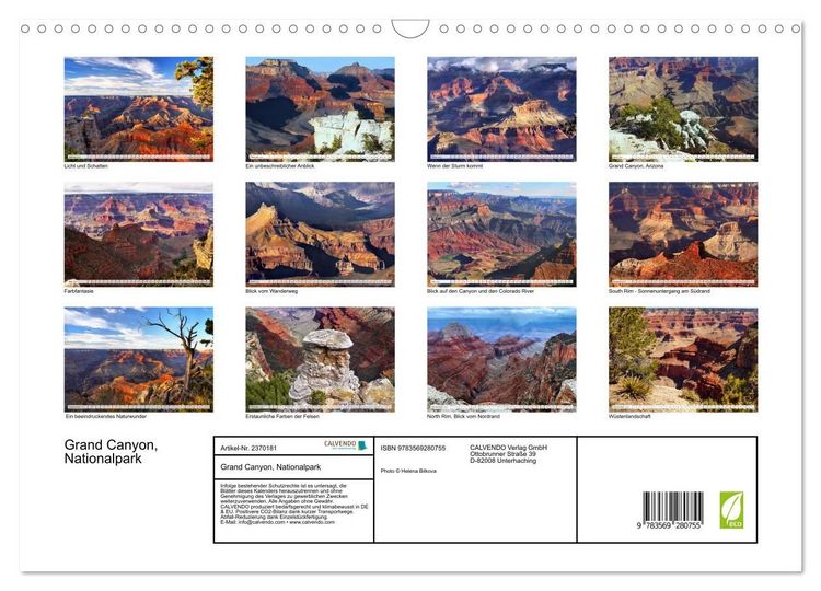 Produktbild: Grand Canyon, Nationalpark (Wandkalender 2027 DIN A3 quer), CALVENDO Monatskalender