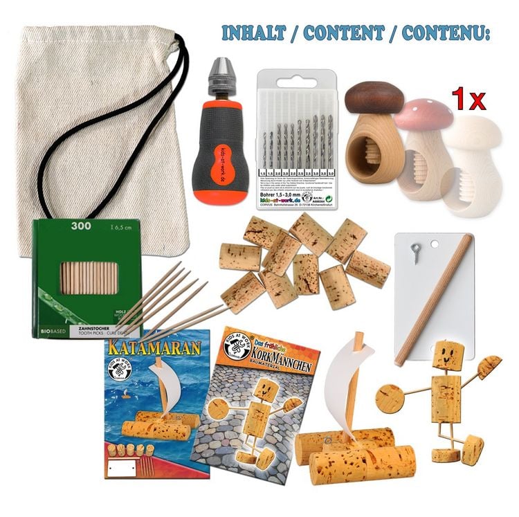 Produktbild: Corvus A600107 - Kids at work, Bohr-Set f&uuml;r Kork, Holz und Kastanien, Bastelset