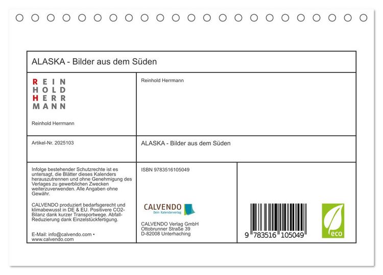 Produktbild: ALASKA - Bilder aus dem S&uuml;den (Tischkalender 2026 DIN A5 quer), CALVENDO Monatskalender