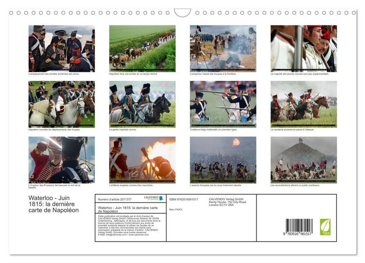 Produktbild: Waterloo - Juin 1815: la derni&egrave;re carte de Napol&eacute;on (Calendrier mural 2026 DIN A3 vertical), CALVENDO calendrier mensuel