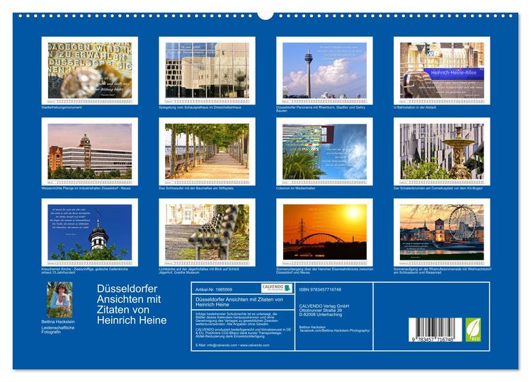Produktbild: D&uuml;sseldorfer Ansichten mit Zitaten von Heinrich Heine (hochwertiger Premium Wandkalender 2026 DIN A2 quer), Kunstdruck in Hochglanz