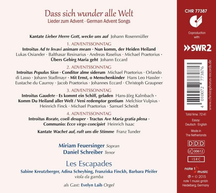 Produktbild: Dass sich wunder alle Welt: Lieder zum Advent