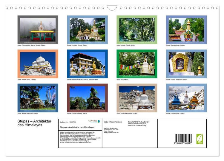 Produktbild: Stupas &ndash; Architektur des Himalayas (Wandkalender 2026 DIN A3 quer), CALVENDO Monatskalender