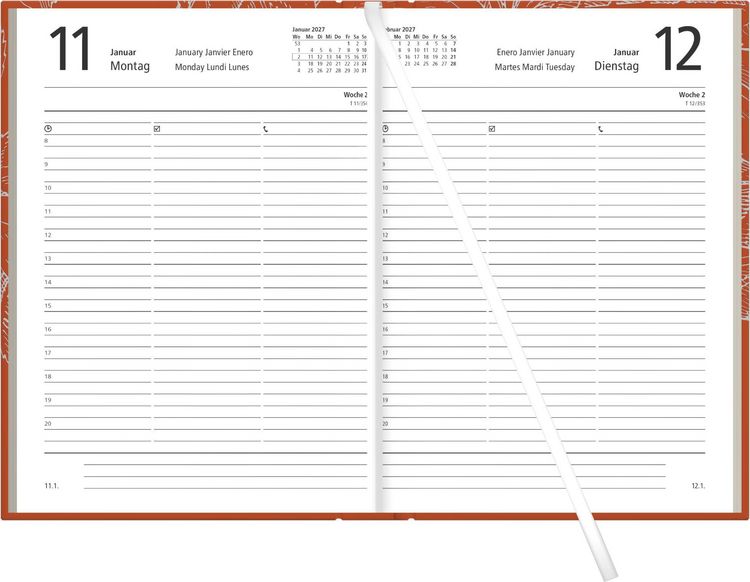 Produktbild: Buchkalender 1T/1S chestnut Blauer Engel 2027