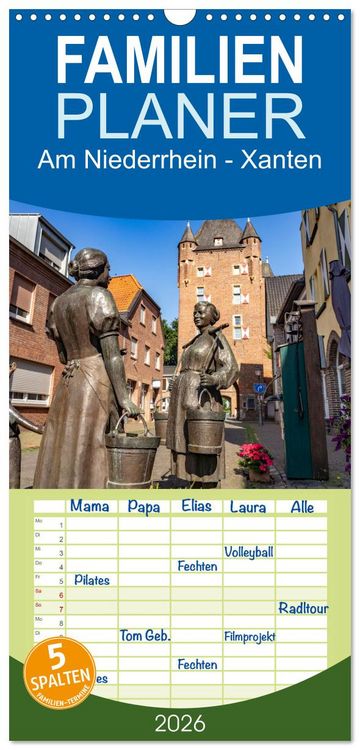 Produktbild: Familienplaner 2026 - Am Niederrhein - Xanten mit 5 Spalten (Wandkalender, 21 x 45 cm) CALVENDO