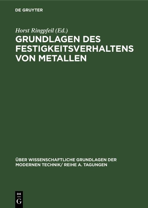 Produktbild: Grundlagen des Festigkeitsverhaltens von Metallen