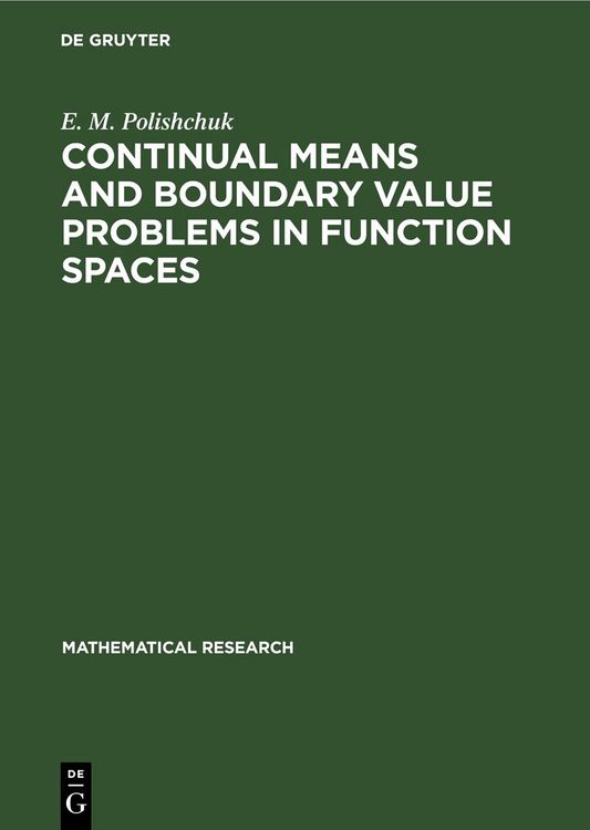 Produktbild: Continual Means and Boundary Value Problems in Function Spaces