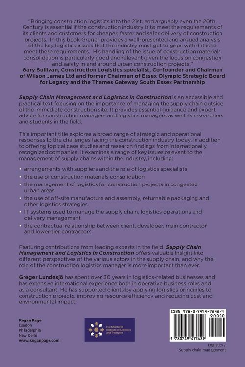 Produktbild: Supply Chain Management and Logistics in Construction