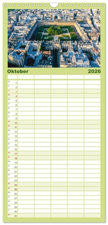 Produktbild: Familienplaner 2026 - Bonjour Paris mit 5 Spalten (Wandkalender, 21 x 45 cm) CALVENDO