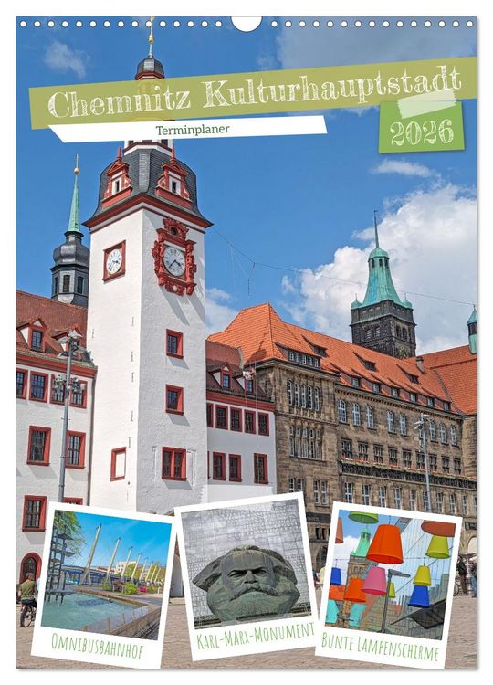 Produktbild: Chemnitz Kulturhauptstadt Terminplaner (Wandkalender 2026 DIN A3 hoch), CALVENDO Monatskalender