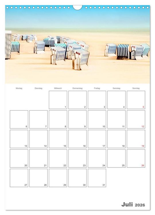 Produktbild: Strandbilder - K&uuml;nstlerische Impressionen von der Nordsee (Wandkalender 2026 DIN A3 hoch), CALVENDO Monatskalender