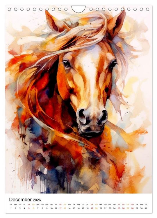 Produktbild: Watercolor Horses (Wall Calendar 2026 DIN A4 portrait), CALVENDO 12 Month Wall Calendar