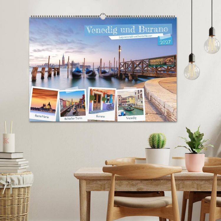 Produktbild: Venedig und Burano - Lagunenstadt und bunte H&auml;user (Wandkalender 2027 DIN A2 quer), CALVENDO Monatskalender