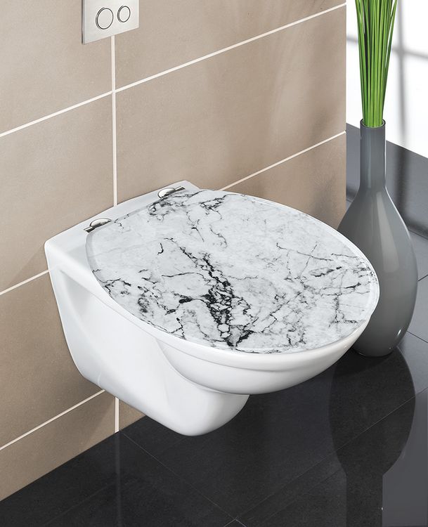 Produktbild: WC-Sitz Mod. Onyx, aus MDF in edler Marmor-Optik
