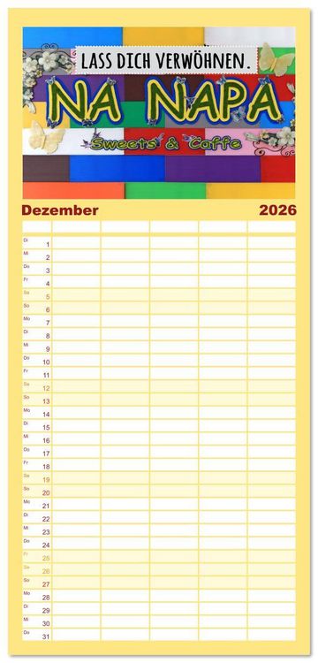 Produktbild: Familienplaner 2026 - Enjoy your life - Genie&szlig;e das Leben mit 5 Spalten (Wandkalender, 21 x 45 cm) CALVENDO