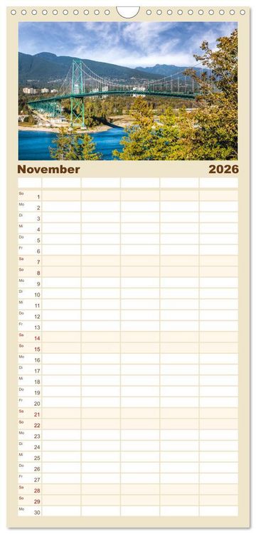 Produktbild: Familienplaner 2026 - VANCOUVER K&uuml;stencharme und Urbanit&auml;t mit 5 Spalten (Wandkalender, 21 x 45 cm) CALVENDO
