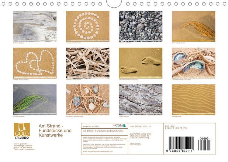 Produktbild: Am Strand - Fundst&uuml;cke und Kunstwerke (Wandkalender 2022 DIN A4 quer)