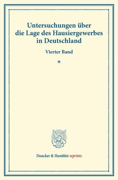 Produktbild: Untersuchungen &uuml;ber die Lage des Hausiergewerbes in Deutschland.