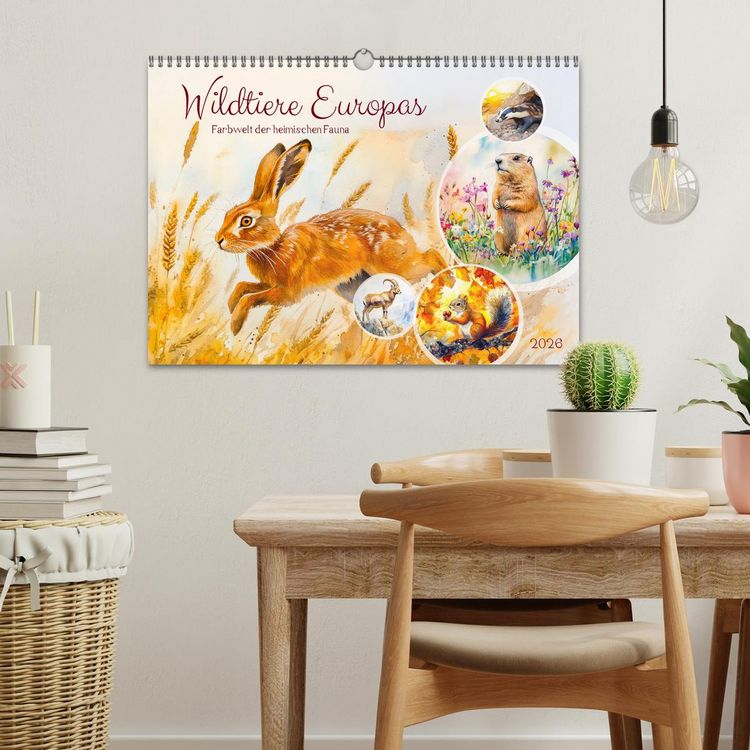 Produktbild: Wildtiere Europas - Farbwelt der heimischen Fauna (Wandkalender 2026 DIN A3 quer), CALVENDO Monatskalender
