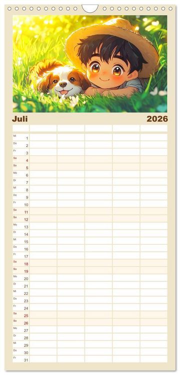 Produktbild: Familienplaner 2026 - Kleine Farmer. Niedliche Jungs mit ihren tierischen Freunden mit 5 Spalten (Wandkalender, 21 x 45 cm) CALVENDO