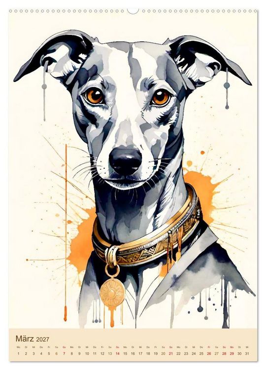 Produktbild: Der Whippet. Malerische Portr&auml;ts (Wandkalender 2027 DIN A2 hoch), CALVENDO Monatskalender