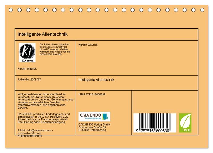 Produktbild: Intelligente Alientechnik (Tischkalender 2026 DIN A5 quer), CALVENDO Monatskalender