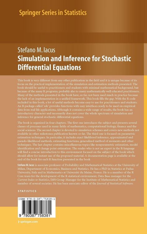 Produktbild: Simulation and Inference for Stochastic Differential Equations