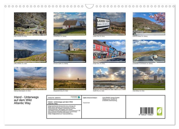 Produktbild: Irland - Unterwegs auf dem Wild Altantic Way (Wandkalender 2027 DIN A3 quer), CALVENDO Monatskalender