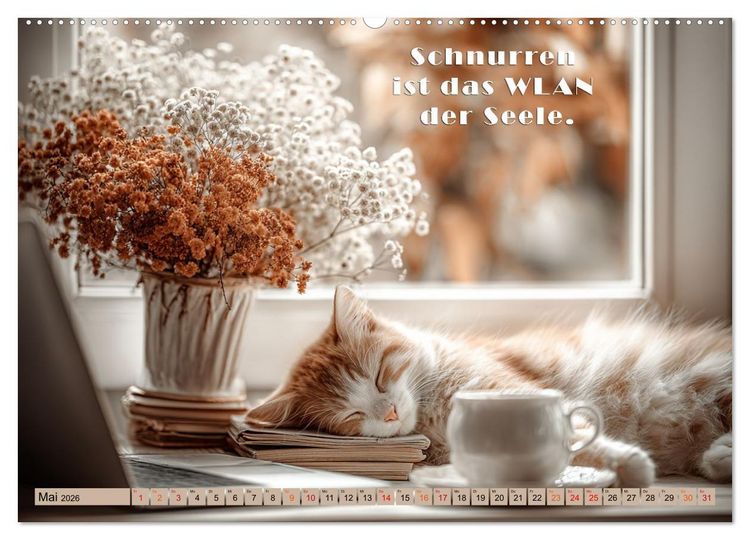 Produktbild: Miau-velous Pfotenpoesie (hochwertiger Premium Wandkalender 2026 DIN A2 quer), Kunstdruck in Hochglanz