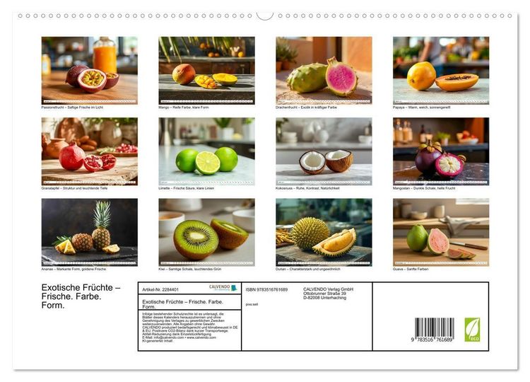 Produktbild: Exotische Fr&uuml;chte &ndash; Frische. Farbe. Form. (hochwertiger Premium Wandkalender 2027 DIN A2 quer), Kunstdruck in Hochglanz