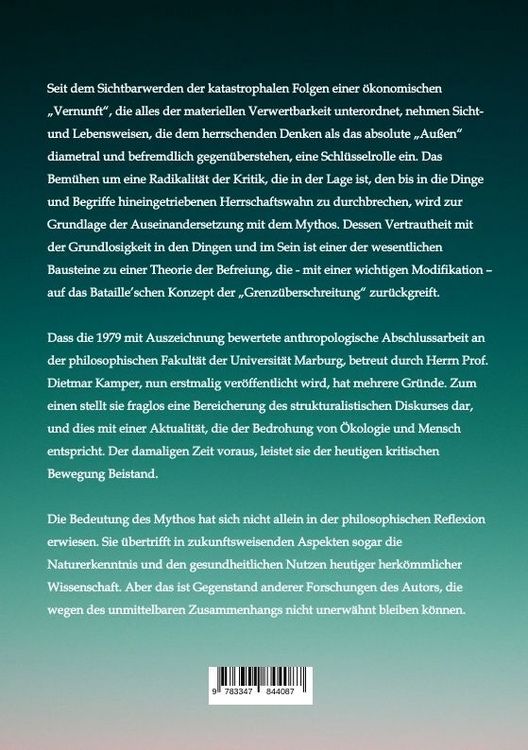 Produktbild: Die Bedeutung des Mythos f&uuml;r eine neue Wissenschaft vom Menschen