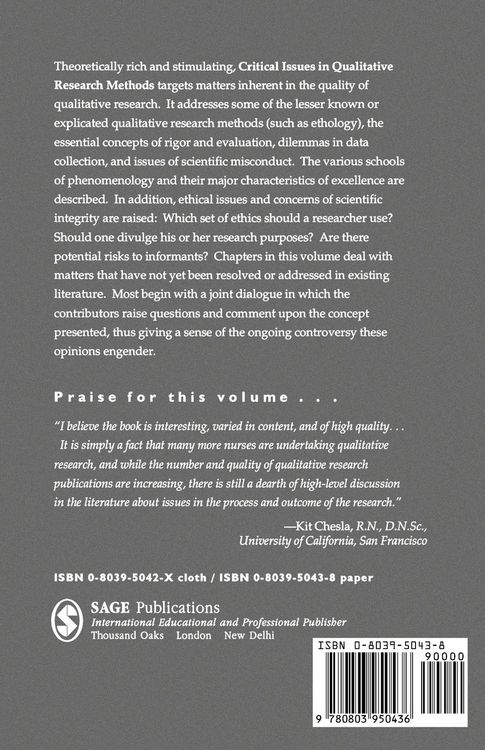 Produktbild: Critical Issues in Qualitative Research Methods