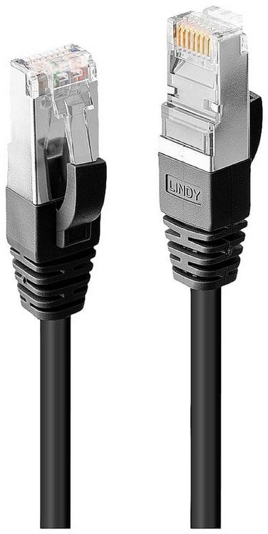 Produktbild: LINDY 45600 RJ45 Patchkabel CAT 6 SF/UTP 0.30m Schwarz 1St.