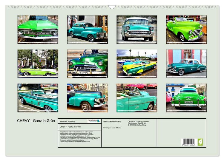 Produktbild: CHEVY - Ganz in Gr&uuml;n (Wandkalender 2026 DIN A2 quer), CALVENDO Monatskalender
